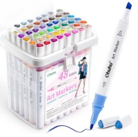 Alkoholové fixy se dvěma hroty OHUHU 48 ks - základní tóny - sada 48 ks