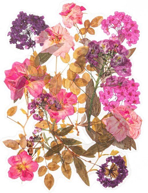 Průhledné samolepky "Hortenzie a růže" - sada 12 ks