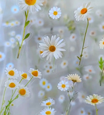 Průhledné samolepky Kopretiny - 2 archy - sada 2 archy