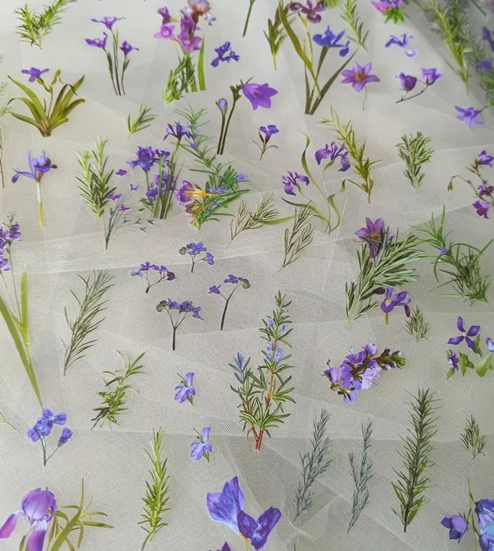 Průhledné samolepky Kosatce / Rozmarýn - 2 archy - sada 2 archy