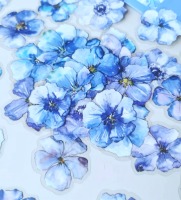 Průhledné samolepky Modrá kvítka - 25 ks - sada 25 ks