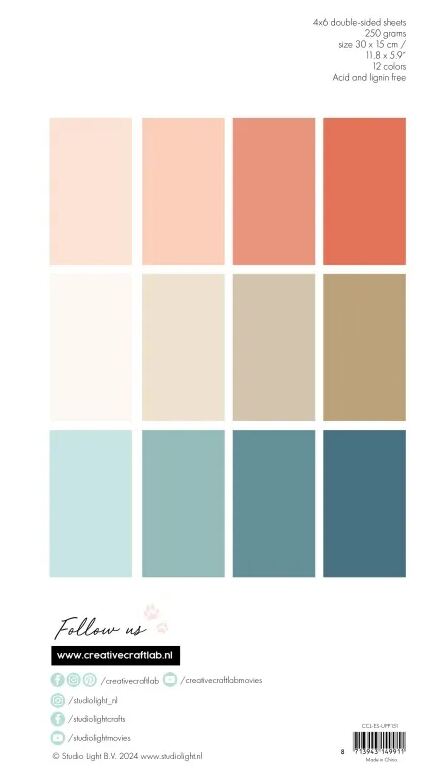 Barevné papíry 30 x 15 cm - Studio Light - Aurelia - sada 24 listů