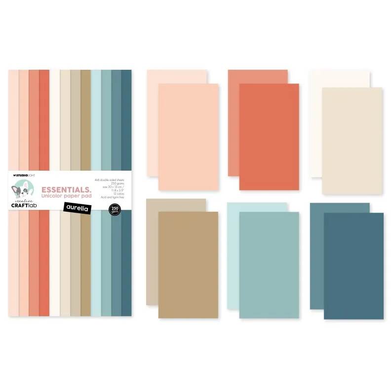 Barevné papíry 30 x 15 cm - Studio Light - Aurelia - sada 24 listů