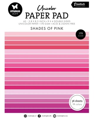 Růžové barevné papíry A5 Studio Light - sada 24 listů