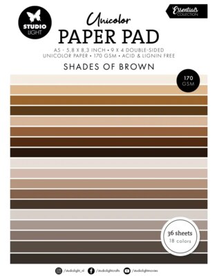 Hnědé barevné papíry A5 Studio Light - sada 24 listů