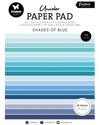 Modré barevné papíry A5 Studio Light - sada 24 listů