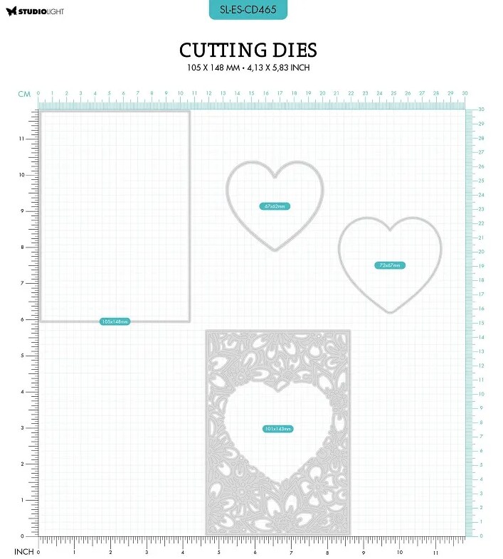 Vyřezávací šablony Studio Light - rozkvetlé srdce - sada 4 ks