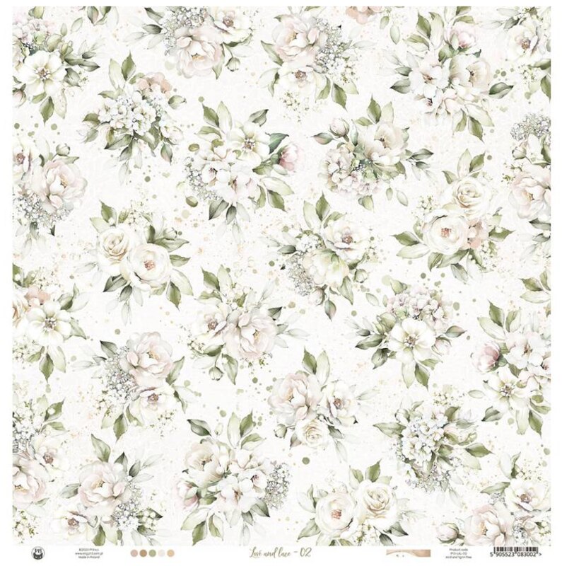 Potištěný papír 12x12" P13 Love and Lace 02 - 1 list
