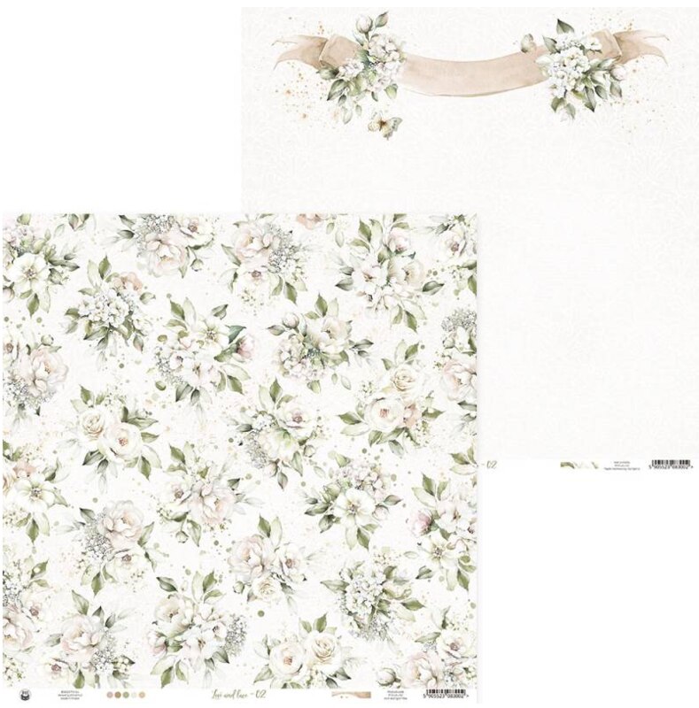 Potištěný papír 12x12" P13 Love and Lace 02 - 1 list