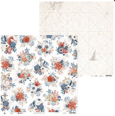 Potištěný papír 12x12" P13 Sea la vie 01 - 1 list