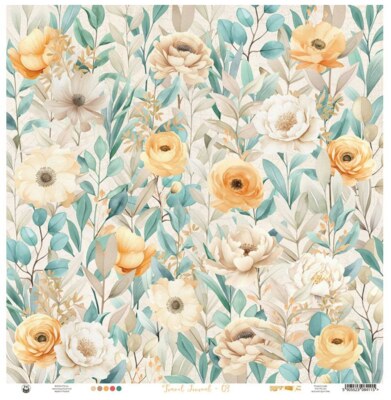 Potištěný papír 12x12" P13 Travel Journal 03 - 1 list