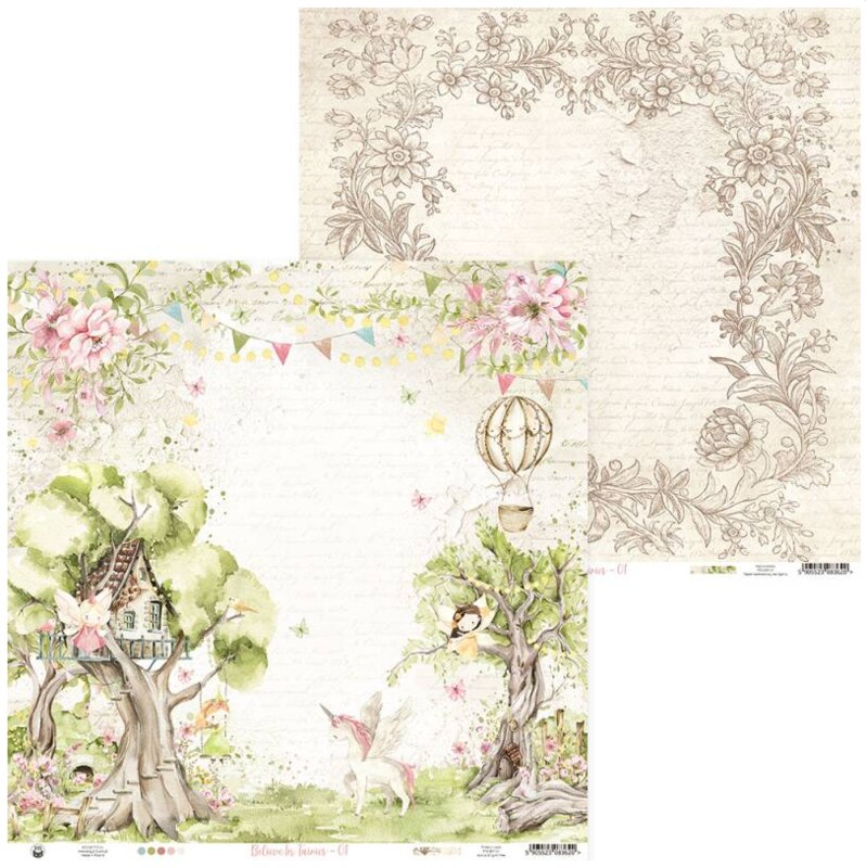 Scrapbookové oboustranně potištěné papíry P13 12x12" Believe in fairies - sada 12 ks