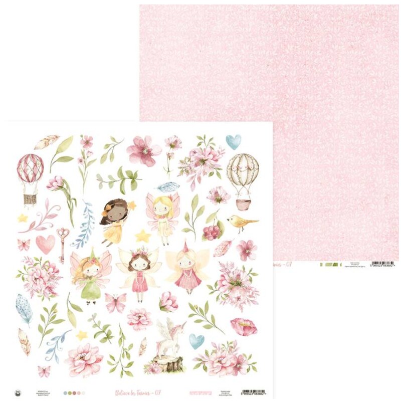 Scrapbookové oboustranně potištěné papíry P13 12x12" Believe in fairies - sada 12 ks