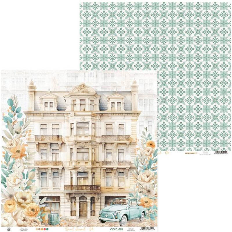 Scrapbookové oboustranně potištěné papíry P13 12x12" Travel Journal - sada 12 listů