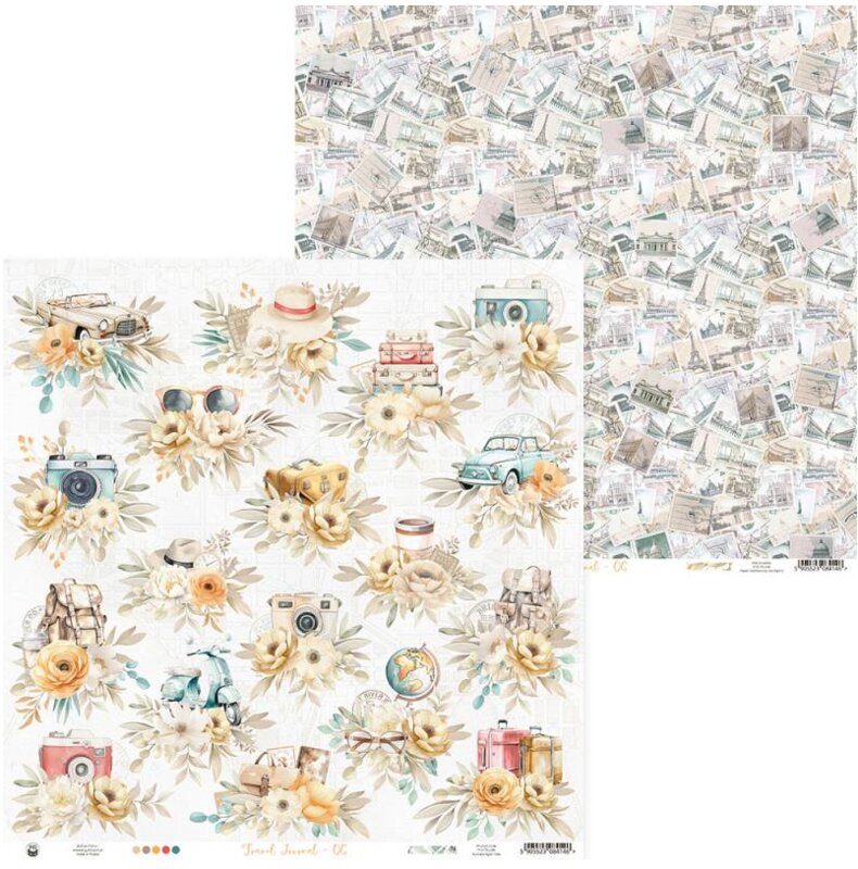 Scrapbookové oboustranně potištěné papíry P13 12x12" Travel Journal - sada 12 listů