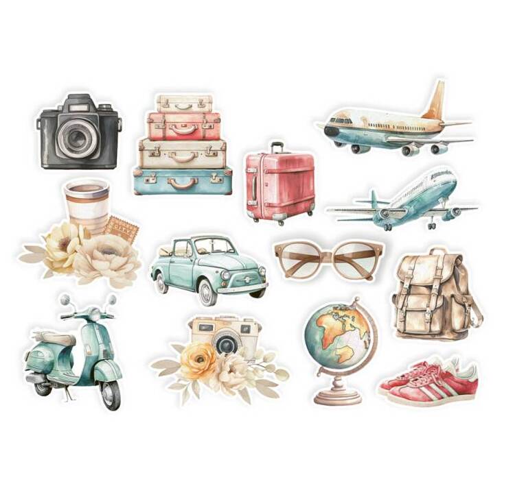 Papírové výseky P13 - Travel Journal - sada 13 ks