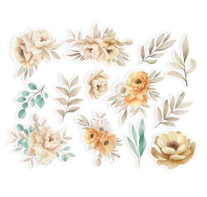 Papírové výseky P13 - Travel Journal květiny a listy - sada 13 ks