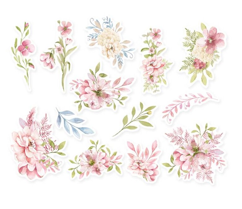 Papírové výseky P13 - Believe in fairies květiny a listy - sada 13 ks