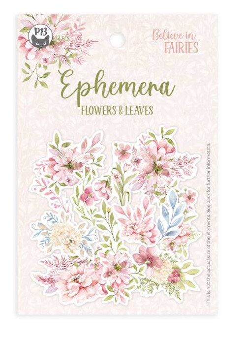 Papírové výseky P13 - Believe in fairies květiny a listy - sada 13 ks