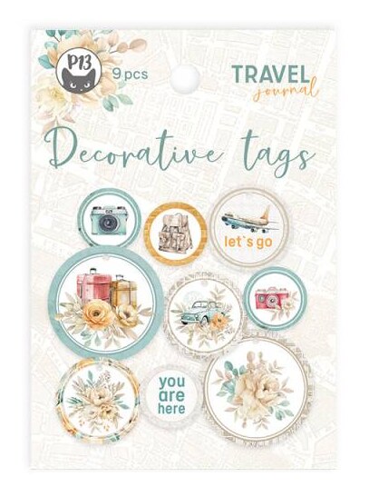 Dekorativní visačky P13 - Travel Journal - sada 9 ks