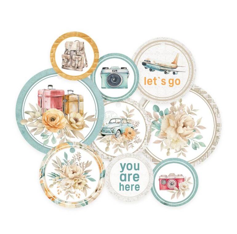 Dekorativní visačky P13 - Travel Journal - sada 9 ks