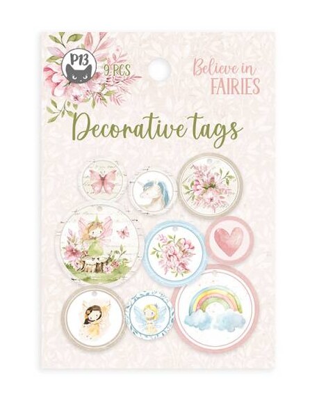 Dekorativní visačky P13 - Believes in fairies - sada 9 ks