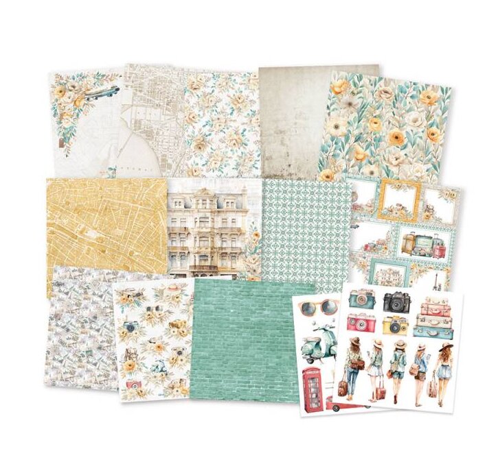 Scrapbookové oboustranně potištěné papíry P13 6x6" Travel Journal - sada 24 listů