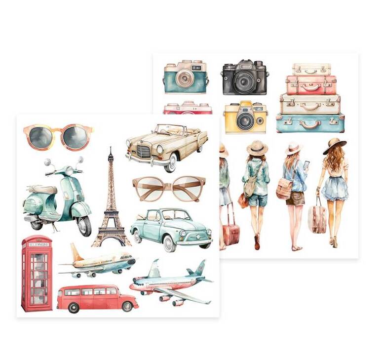 Scrapbookové oboustranně potištěné papíry P13 6x6" Travel Journal - sada 24 listů