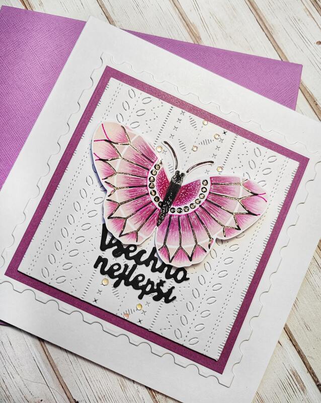 Přání ruční výroba - Motýl - 1 ks