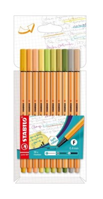 Barevné popisovače STABILO 0,4 mm - jemné odstíny - sada 10 ks
