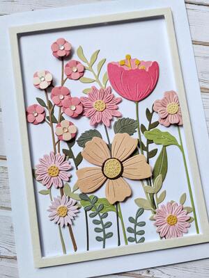 Přání ruční výroba - Květinové přání - pastelové barvy - 1 ks