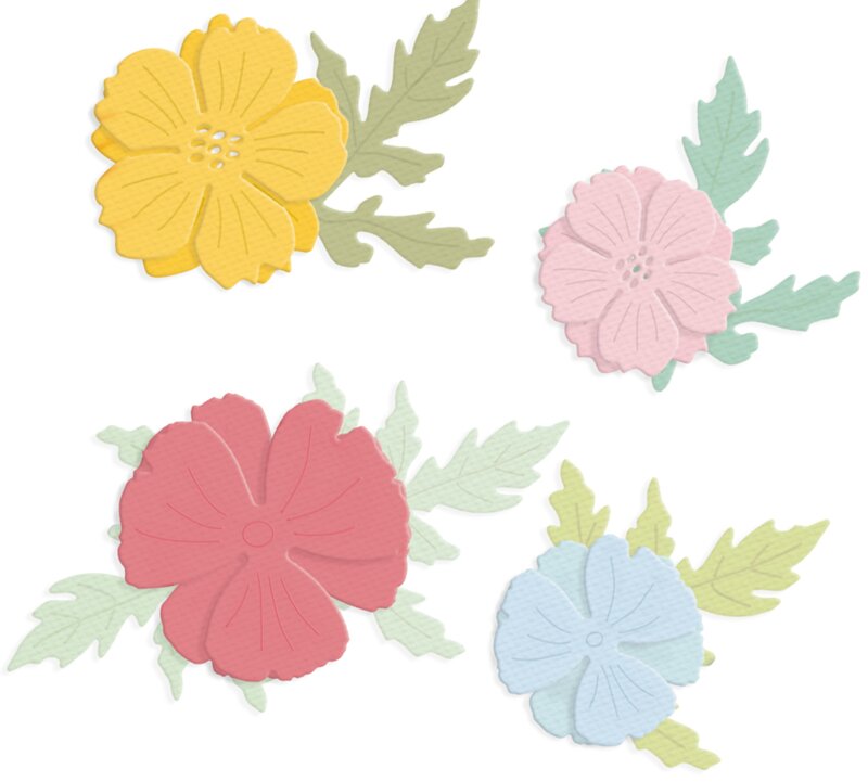 Vyřezávací šablony dpCraft - vrstvené kytky - sada 5 ks