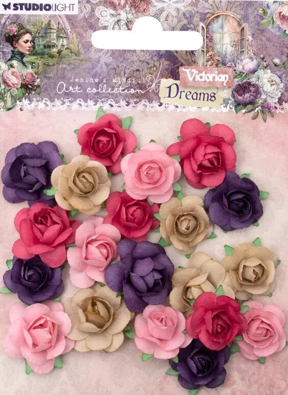 Papírové květiny Studio Light - victorian velvet - balení 19 ks