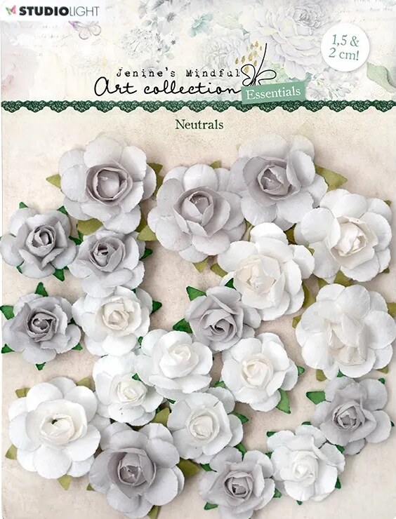 Papírové květiny Studio Light - neutral - balení 20 ks