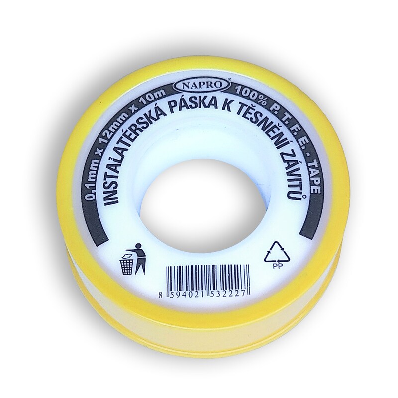 Teflonová páska instalatérská - 12 mm x 10 m x 0,1 mm