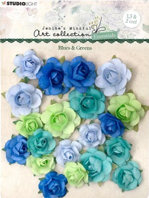Papírové květiny Studio Light - modrozelené - balení 20 ks