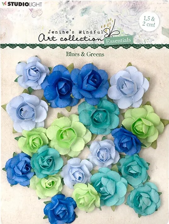 Papírové květiny Studio Light - modrozelené - balení 20 ks