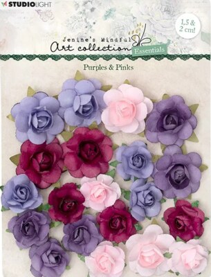 Papírové květiny Studio Light - růžovofialové - balení 20 ks