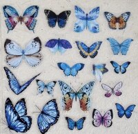Průhledné samolepky "motýli" - modrá - sada 20 ks