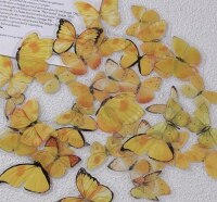 Průhledné samolepky "motýli" - žlutá - sada 20 ks