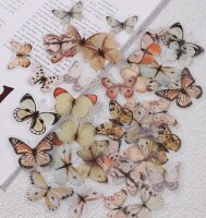 Průhledné samolepky "motýli" - béžová - sada 20 ks