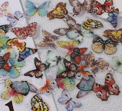 Průhledné samolepky "motýli" - barevné - sada 20 ks