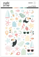 Nálepky MODA SCRAP - Puffy Tropical Dream - balení 74 ks