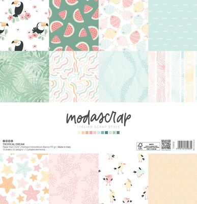 Papíry MODA SCRAP 12x12" - Tropical Dream - sada 12 listů