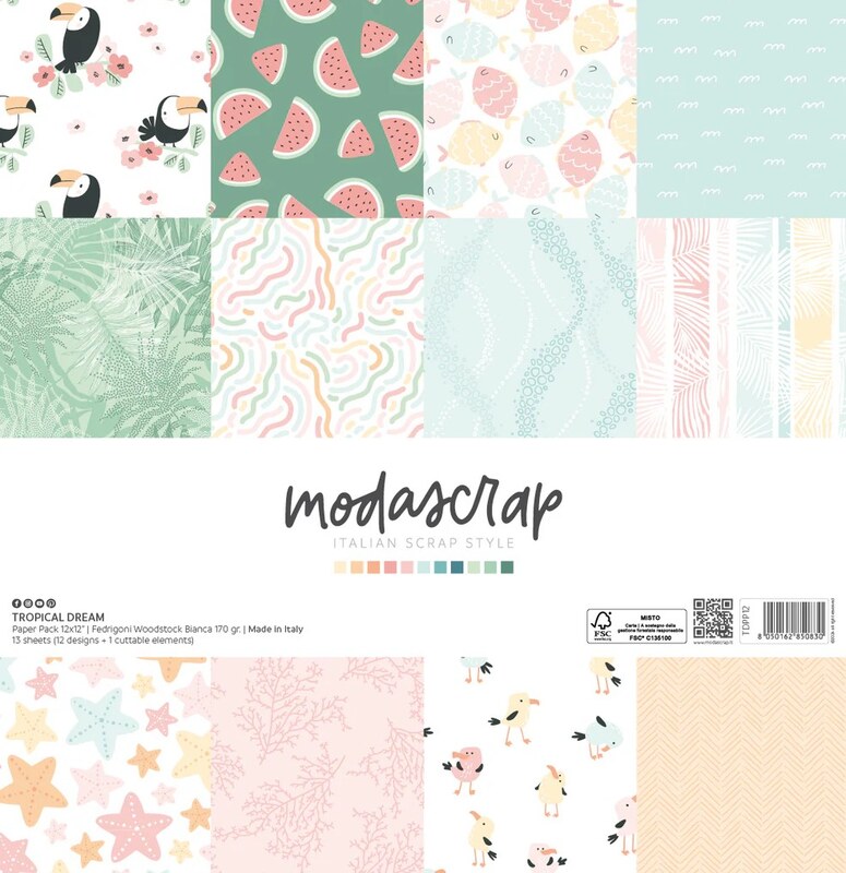 Papíry MODA SCRAP 12x12" - Tropical Dream - sada 12 listů