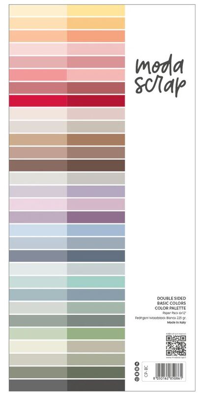 Barevné papíry MODA SCRAP 6x12" - tón v tónu - sada 30 listů
