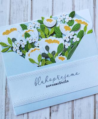 Přání ruční výroba - Gratulujeme novomanželům - Květiny 3 - 1 ks