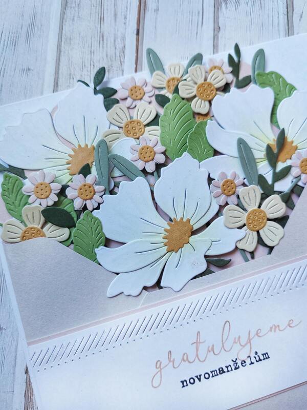 Přání ruční výroba - Gratulujeme novomanželům - Květiny 4 - 1 ks