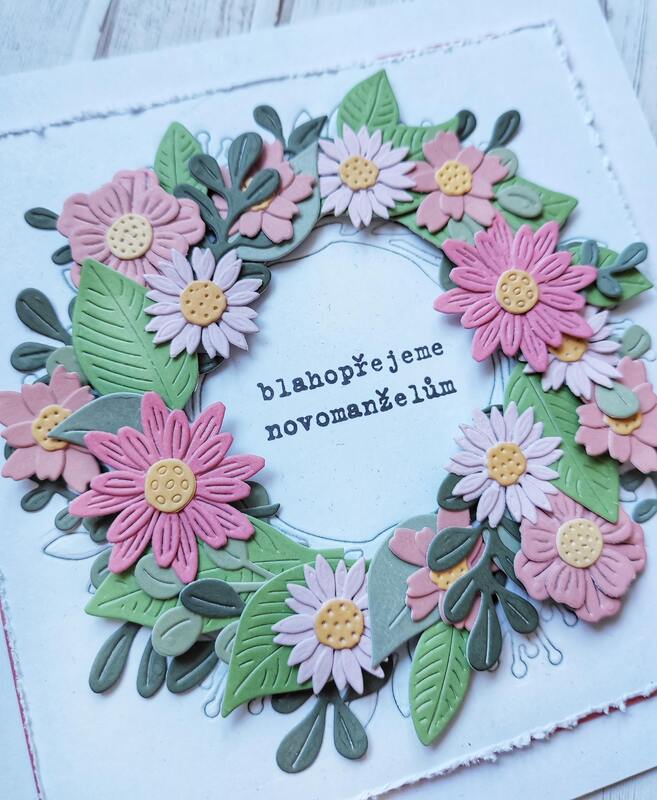 Přání ruční výroba - Gratulujeme novomanželům - Květiny 5 - 1 ks