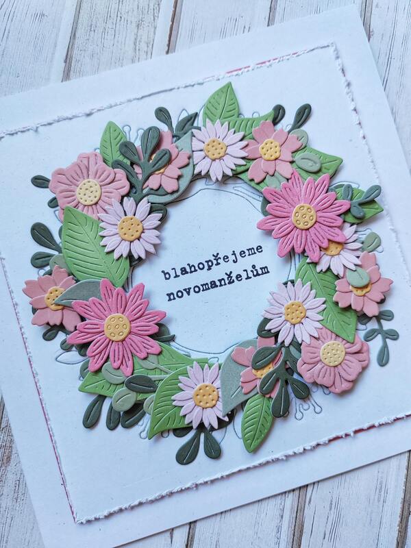 Přání ruční výroba - Gratulujeme novomanželům - Květiny 5 - 1 ks